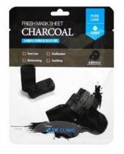 Маска 3W CLINIC тканевая для лица УГОЛЬ Fresh charcoal Mask Sheet (Ю.Корея)