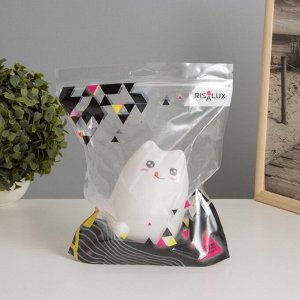 Фигурка светящаяся RISALUX «Кошечка», LED-ночник, от батареек, белый, 9.5x9x13.5 см