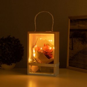 Фигурка светящаяся RISALUX «Букет роз», LED-ночник, 3xAG10, красный, 7.5x15.5x23 см