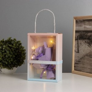 Фигурка светящаяся RISALUX «Букет роз», LED-ночник, 3xAG10, розовый, 7.5x15.5x23 см