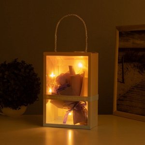 Фигурка светящаяся RISALUX «Букет роз», LED-ночник, 3xAG10, розовый, 7.5x15.5x23 см