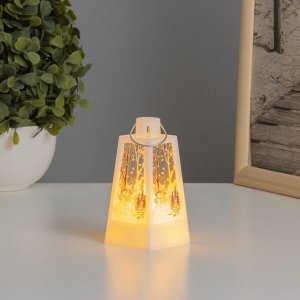 Фигурка светящаяся RISALUX «Снеговик и ёлка лофт», LED-ночник, 3xLR1130, белый, 4.4x4.4x9.4 см