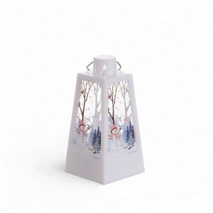 Фигурка светящаяся RISALUX «Снеговик и ёлка лофт», LED-ночник, 3xLR1130, белый, 4.4x4.4x9.4 см
