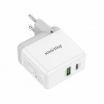 Зарядное устройство FLASH, USB QC 3.0+Type C PD 3 А, белое, 36 Вт, 2 USB (SBP-2024C)/62