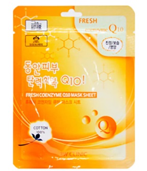 Маска 3W CLINIC тканевая для лица КОЭНЗИМ Fresh Coenzyme Q 10 Mask Sheet (Ю. Корея)