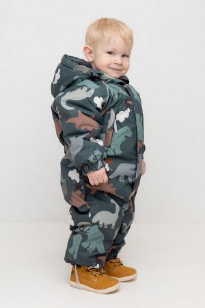 Комбинезон(Осень-Зима)+boys (серо-зеленый, динопарк)