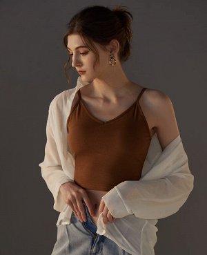 Топ с чашками на бретельках, женский, хлопок