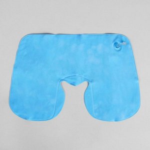 Подушка для шеи дорожная, надувная, 38 х 24см, цвет голубой