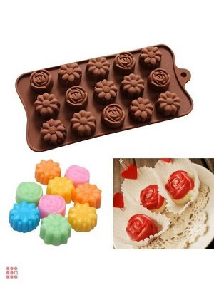 Форма силиконовая для льда и шоколада,карамели 15 ячеек, Микс