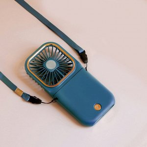 Портативный ручной мини вентилятор F30, функция Power bank 3000 мАч, 3 режима, USB, складной, синий