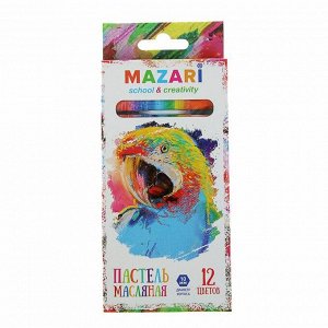 Пастель масляная 12 цветов MAZARI Safari, шестигранная, 73мм, d-10мм
