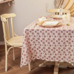 Скатерть новогодняя "Этель" Снежинки 100*140 ±5 см, 80% п/э 20% лен, 120гр/м2
