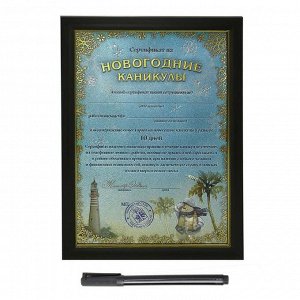 Сертификат в рамке "Новогодние каникулы"