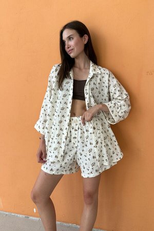 Костюм муслин  SET019/24/Белый, горчичный