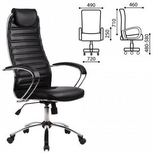 Кресло офисное МЕТТА BC-5CH, кожа, хром, черное, ш/к 80128