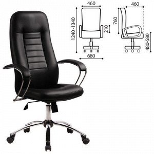 Кресло офисное МЕТТА BK-2CH, кожа, хром, черное, ш/к 82260
