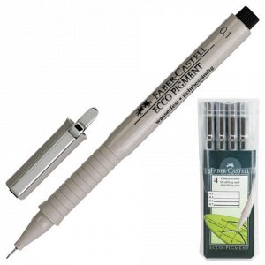 Ручки капиллярные FABER-CASTELL, НАБОР 4шт, Ecco Pigment, ли