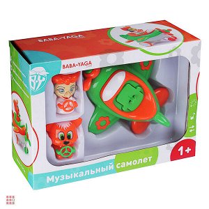 Игрушка музыкальная в виде самолета, 2 персонажа
