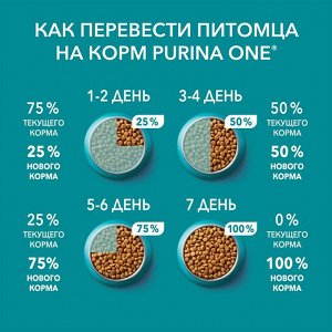 Сухой корм для котов Purina ONE® полнорационный, живущих в домашних условиях, с высоким содержанием индейки, 750 г