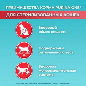 Сухой корм для кошек Purina ONE® для стерилизованных кошек и кастрированных котов, с высоким содержанием лосося, 200 г