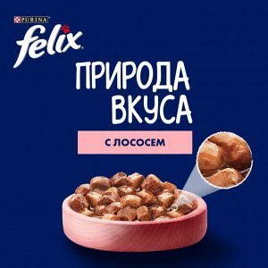 Влажный корм Felix Природа вкуса для взрослых кошек, с лососем в соусе 75 г