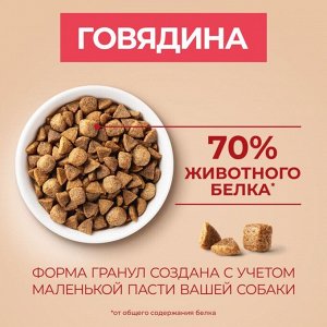 Сухой корм для собак Purina ONE® мелких и карликовых пород, с высоким содержанием говядины и с рисом, 3 кг