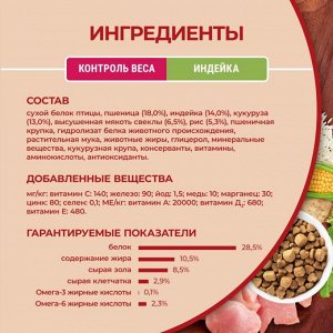 Корм для собак Purina ONE® МИНИ Здоровый вес для собак мелких пород, склонных к набору веса, с высоким содержанием индейки и с рисом, Пакет, 600 г