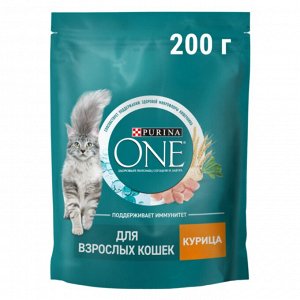 Корм для кошек сухой Purina ONE® полнорационный, с высоким содержанием курицы, 200 г