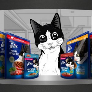 Сухой корм Felix Мясное объедение для взрослых кошек, с курицей 600 г