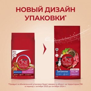 Сухой корм Purina ONE для взрослых собак средних и крупных пород, с высоким содержанием ягненка и рисом 10 кг