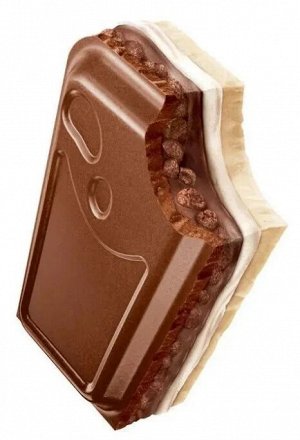 «Россия» - Щедрая Душа!® MAXIBON®. СЭНДВИЧ. Молочный шоколад и белый шоколад с двухслойной начинкой с печеньем, со вкусом карамели и мороженого. 198г