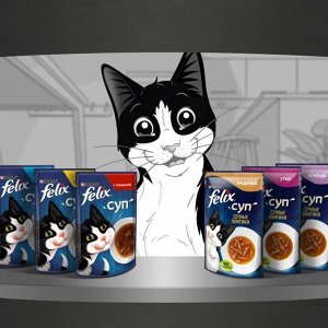 FELIX® Суп. Сочные Ломтики. Корм консервированный неполнорационный для взрослых кошек, с уткой