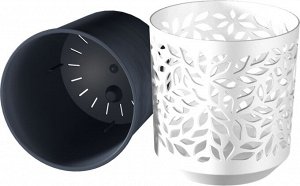La Decoro Горшок для цветов &quot;Leaves&quot; 4 л., цвет белый/антрацит, с вкладкой