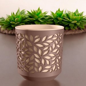 Горшок для цветов "Leaves" 8 л., цвет мокко/пудра, с вкладкой