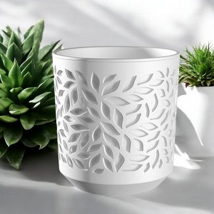Горшок для цветов "Leaves" 4 л., цвет белый/белый, с вкладкой