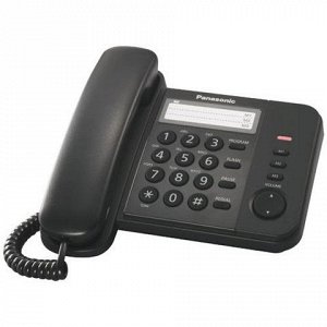 Телефон PANASONIC KX-TS2352RUB, черный, пам 3 ном, повторный