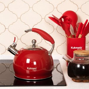 Чайник нерж 3,0л со свистком RED ТМ KUKMARA