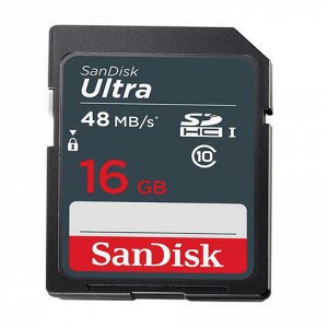 Карта памяти SDHC 16GB SANDISK Ultra, UHS-I U1, 48 Мб/сек (c