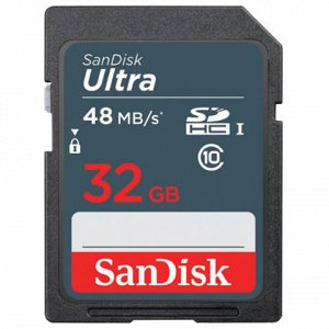 Карта памяти SDHC 32GB SANDISK Ultra, UHS-I U1, 48 Мб/сек (c