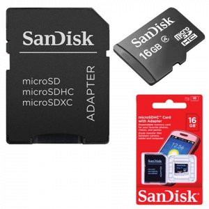 Карта памяти microSDHC 16GB SANDISK, 4 Мб/сек (class 4), с а