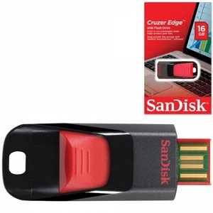 Флэш-диск 16GB SANDISK Cruzer Edge USB 2.0, черный, SDCZ51-0