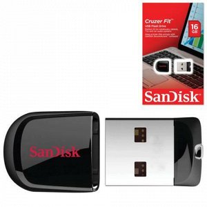 Флэш-диск 16GB SANDISK Cruzer Fit USB 2.0, черный, SDCZ33-01