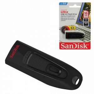 Флэш-диск 16GB SANDISK Ultra USB 3.0, черный, SDCZ48-016G-U4