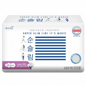 Гигиенические прокладки "Yejimiin Super Slim Line" ультратонкие быстровпитывающие с 3D поверхностью из хлопка (с крылышками / 28 см) 16 шт. / 32