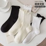 Женские носки длинные с рюшками сверху