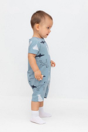 Полукомбинезон(Весна-Лето)+baby (пыльно-синий, мир животных)