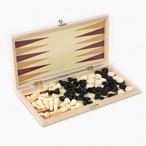 Шахматы, шашки, нарды, настольные игры, набор 3 в 1, 29x29 см