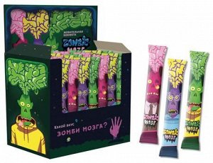 KT94956 ZOMBIE МОЗГ жевательная конфета Ассорти(3 вкуса) 12бл*75шт*18г