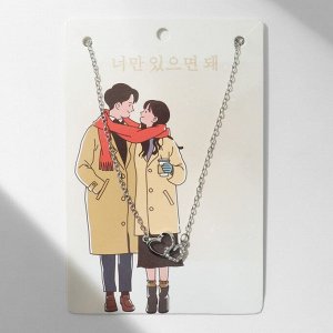Кулон «Сердечки» скреплённые, белый в серебре