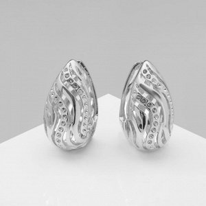 Серьги металл «Аккорд» капля с узором, цвет золото